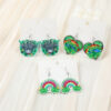 Wholesale Double sided St. Patrick's Day green love rainbow acrylic earrings