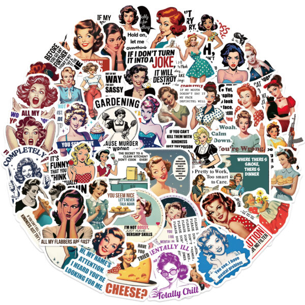 Wholesale 50pcs Cartoon Women's Quotes Graffiti Waterproof Vinyl Stickers