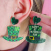 Wholesale St. Patrick's shamrock hat-shaped letter earrings
