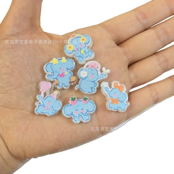 Wholesale Acrylic cartoon blush elephant relief beaded DIY bag charm, pen charm, phone charm, hair accessory charm