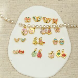 Wholesale diy lily of the valley flower pendant butterfly beaded cartoon alloy bracelet necklace clothing accessories jewelry fresh magpie