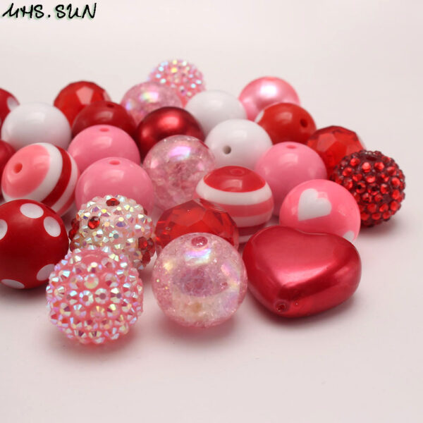 Wholesale of 50 Large Red Love Valentine's Day 20MM Acrylic Mixed Color Beads