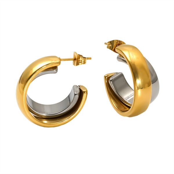 Wholesale Stainless Steel Color Matching C-Shaped Detachable Luxury Earrings