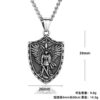 Wholesale Golden Stainless Steel Sword-Wielding Warrior Angel Shield Men's Necklace