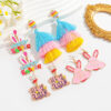 Wholesale Easter Tassel Oil Dripping Rabbit Letter Earrings
