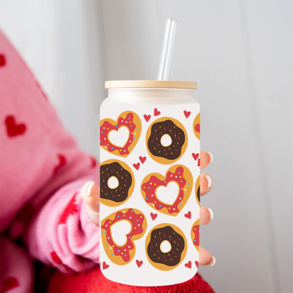 Wholesale Pink Cartoon Heart Sweet Donut 16oz Cup UV DTF Wraps