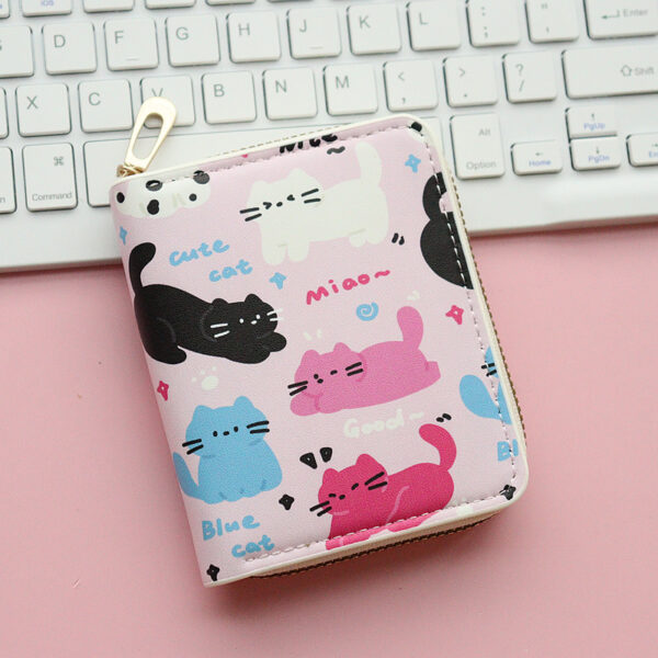 Wholesale Short Zipper Cute Print Student Cartoon Cat Wallet