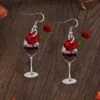 Wholesale Valentine's Day red wine glass acrylic earrings