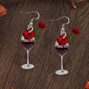 Wholesale Valentine's Day red wine glass acrylic earrings