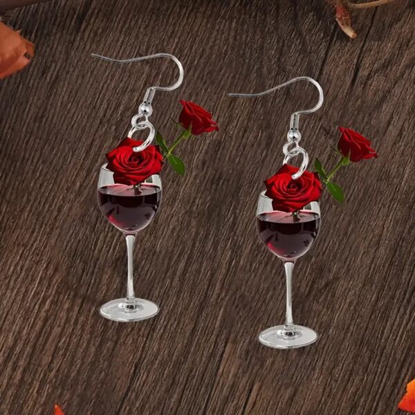 Wholesale Valentine's Day red wine glass acrylic earrings