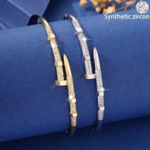 Wholesale Nail copper micro inlaid zircon open bracelet