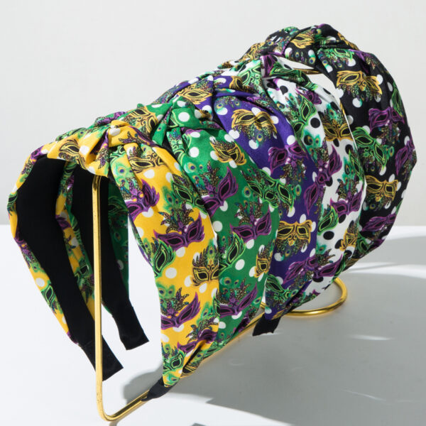 Wholesale Carnival fabric knotted polka dot printed wide edge headband