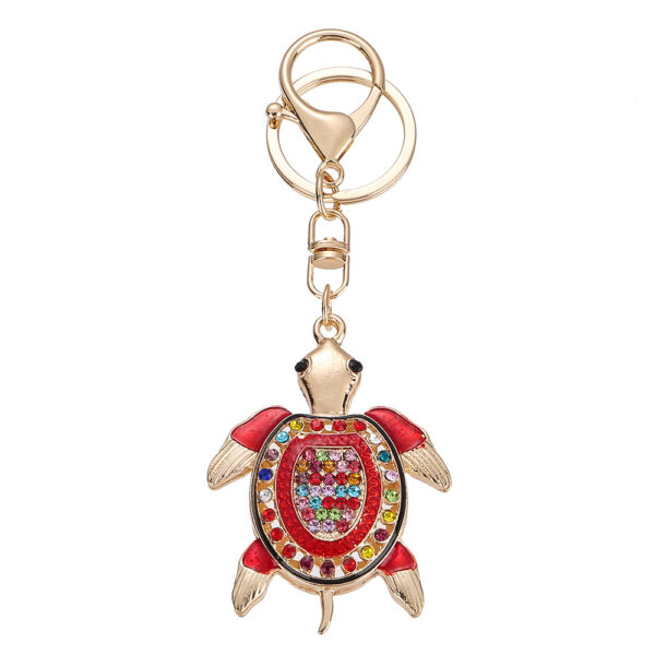 Wholesale Colorful diamond studded cute marine turtle metal keychain