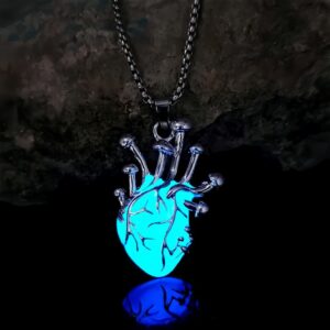 Wholesale Gold night light human heart pendant Halloween necklace