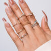Wholesale Geometric Joint Ring Cut Out Moon Snake Ring Set Ring