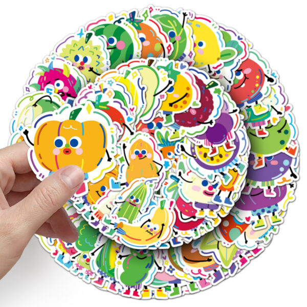 Wholesale 50 pieces of fruit and vegetable stickers graffiti cute cartoon book stickers