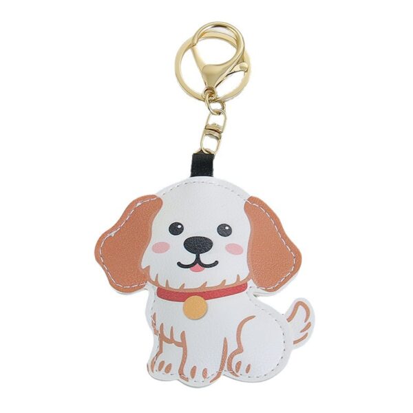 Wholesale Cute PU Leather Golden Retriever Puppy Keychain