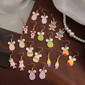 Wholesale Easter egg cartoon rabbit contrasting splicing earrings