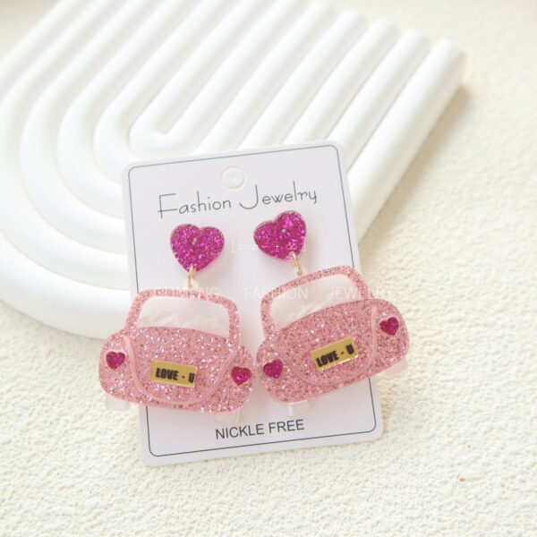 Wholesale Valentine's Day Pink Wedding Car Acrylic Earrings