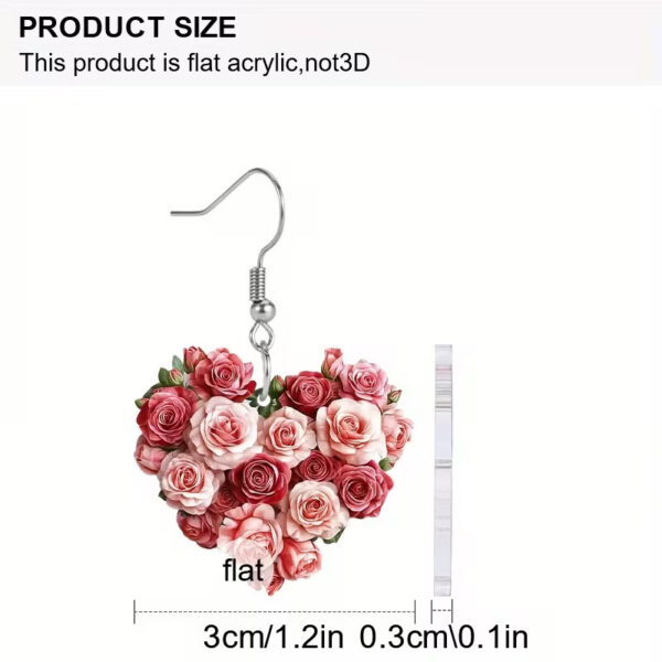 Wholesale Romantic heart-shaped rose earrings for Valentine's Day