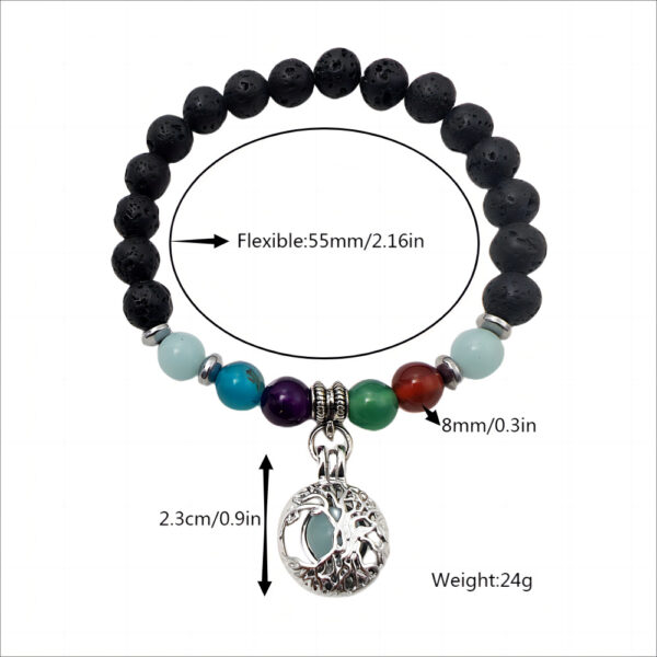 Wholesale 8mm Volcanic Stone Life Tree Colorful Agate Yoga Luminous Bracelet