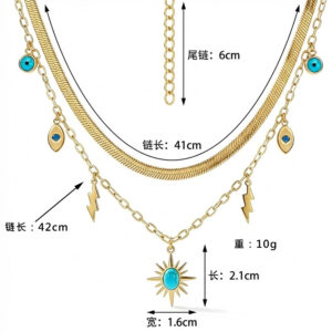 Double-chain starburst pendant necklace in gold