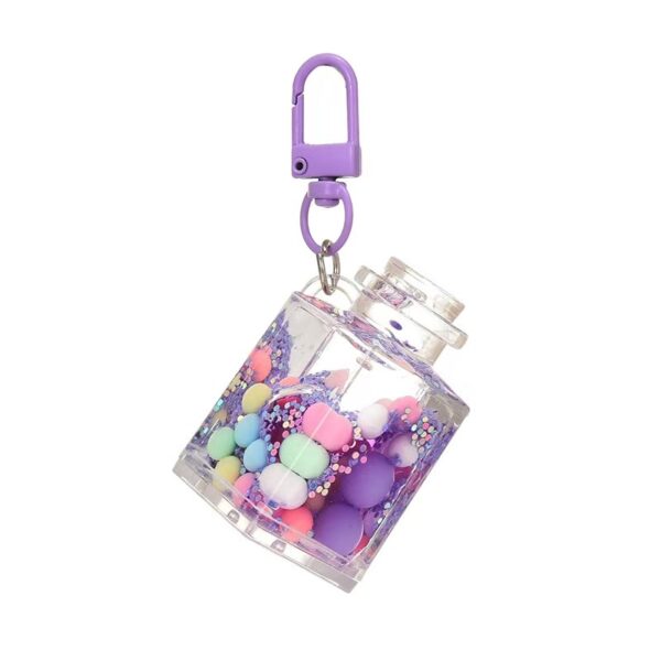 Wholesale Liquid sand bottle with colorful beads in oil bottle pendant acrylic keychain