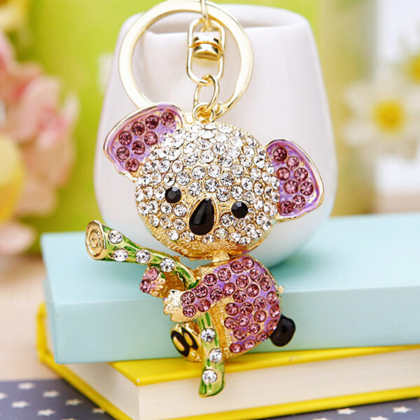 Wholesale Pink Diamond Koala Bear Metal Keychain