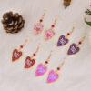 Wholesale Leopard print Love letter peach heart Valentine's Day earrings
