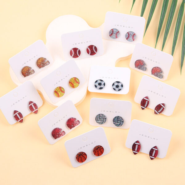 Wholesale Glittering Football/Rugby Helmet Acrylic Stud Earrings