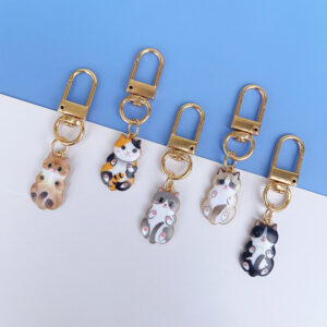 Wholesale Cartoon Cute Printed Cat Metal Keychain