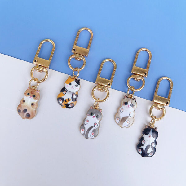 Wholesale Cartoon Cute Printed Cat Metal Keychain