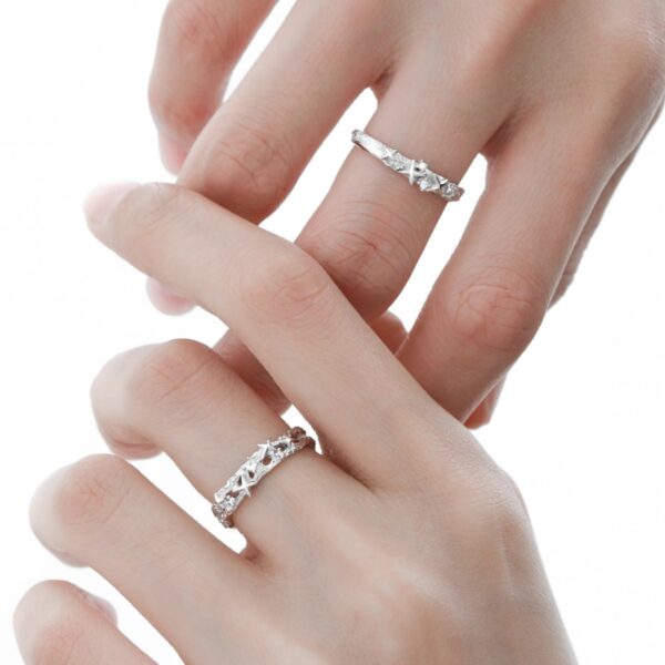 Wholesale Korean Style Ins Textured Star Zircon Couple Rings High-End Light Luxury Niche Design Open Ring for Women