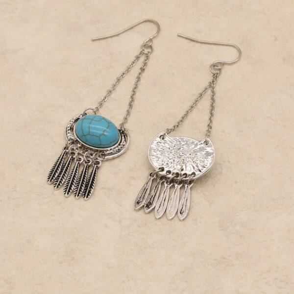 O1CN01h33AyX2JlC5lQnH9b_2213243219461-0-cib Wholesale Tassel long turquoise feather shaped pendant earrings