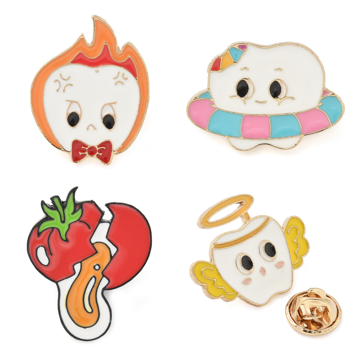 Wholesale ip oil cartoon wings teeth cute brooch