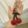 Wholesale Creative Rhinestone Cherry Keychain Pendant