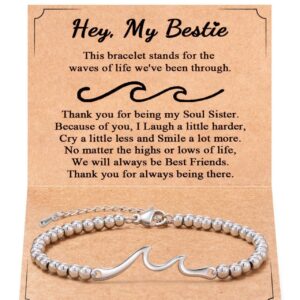 Bestie card 2 + wave silver bead bracelet
