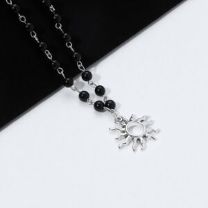 Black pearl sun - black pearl necklace