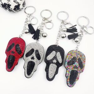 Wholesale Hip-Hop Ghost Head Keychain Crystal Gemstone Diamond