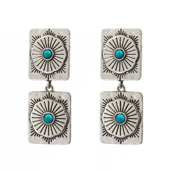 Wholesale Western style turquoise lightning Bohemian style earrings