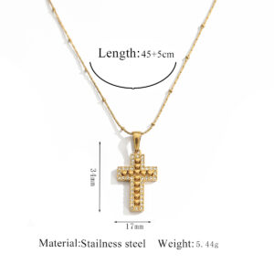 Gold diamond cross necklace 3-white