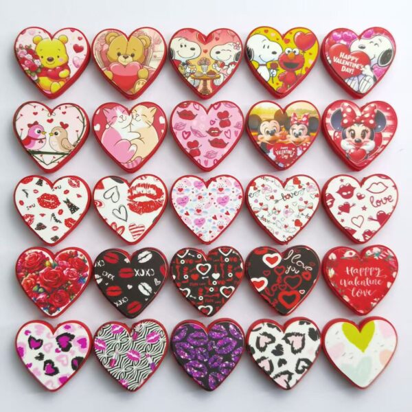 Wholesale Valentine's Day heart-shaped multi pattern printed Focal Beads