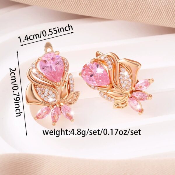 Wholesale Pink Waterdrop Tree Leaf Earrings
