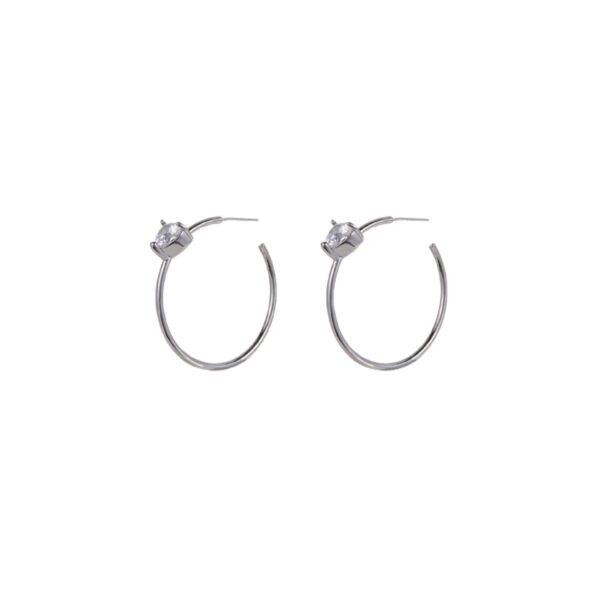 Wholesale Zircon single diamond plain hoop ear clip, extremely thin C-shaped earrings