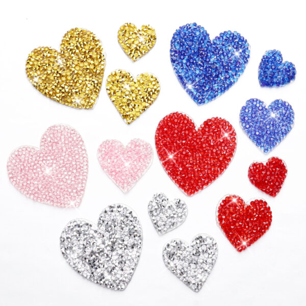 Wholesale 6 color hot melt adhesive heart-shaped rhinestone embroidery DIY Patches