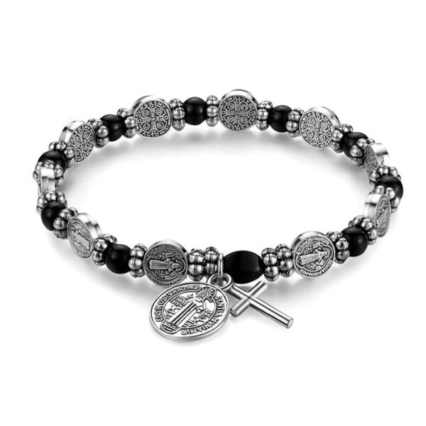 Wholesale Sier Holy Book Medal Bead Bracelet