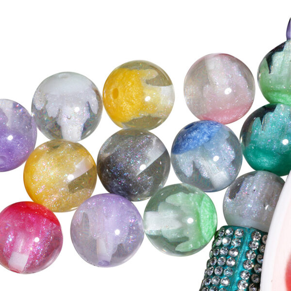Wholesale Transparent, fine-glitter, flowing sand-like, straight-hole loose beads, Acrylic Beads