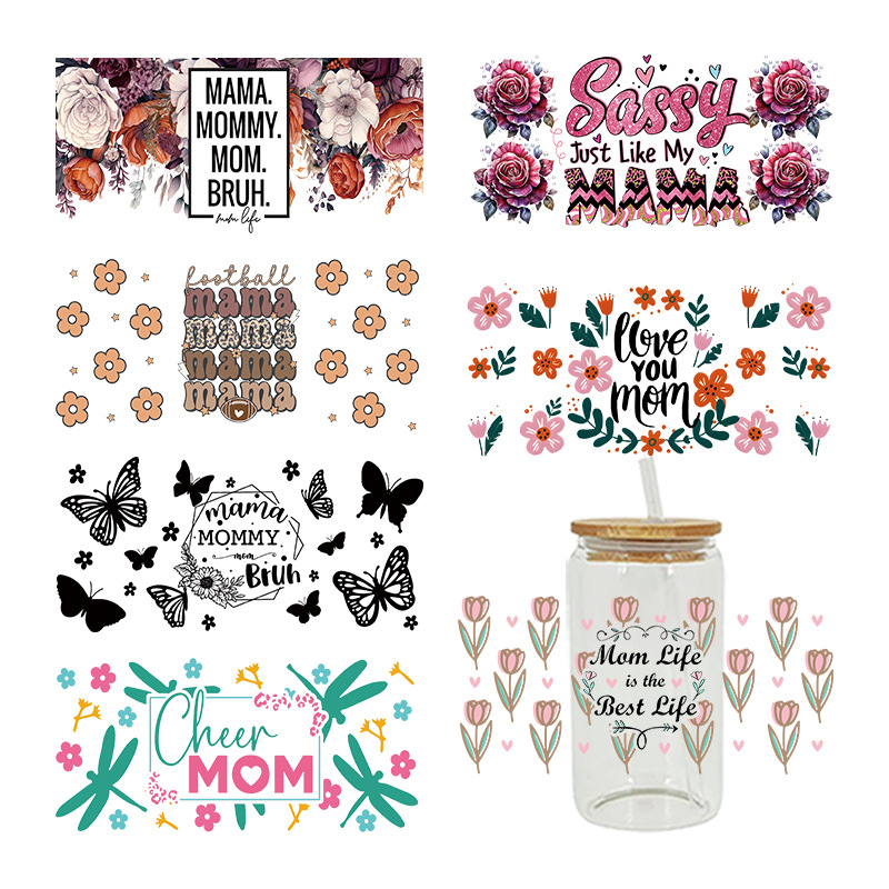 Wholesale Cartoon Cute Mother's Day Family Theme 16oz C UV DTF Wraps