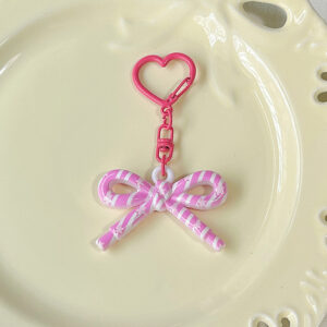 Double-sided printed bow pendant-rose red