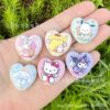 Wholesale 10pcs 22mm cartoon heart double-sided printed acrylic beads OLY Exclusive